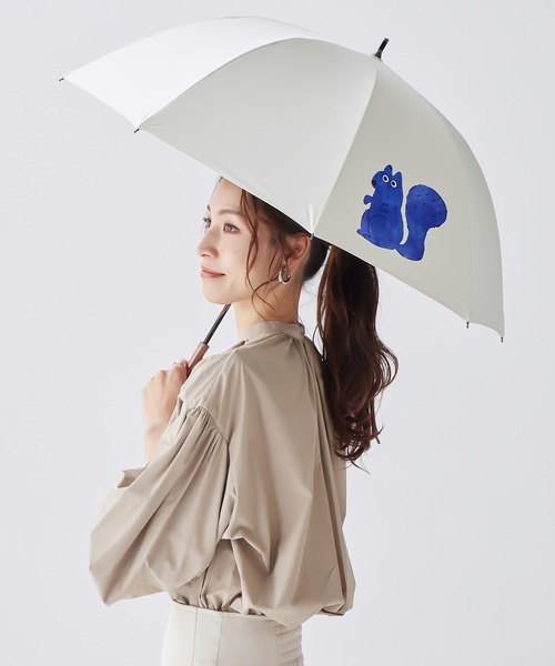 macocca(マコッカ)の「完全遮光 日傘 竹手元 ショート傘 動物柄 デザインシリーズ(長傘・レディース・モカ/ブラック/オフホワイト・FREE)」の4枚目の写真