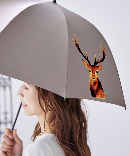 macocca(マコッカ)の「完全遮光 日傘 竹手元 ショート傘 動物柄 デザインシリーズ(長傘・レディース・モカ/ブラック/オフホワイト・FREE)」の15枚目の写真