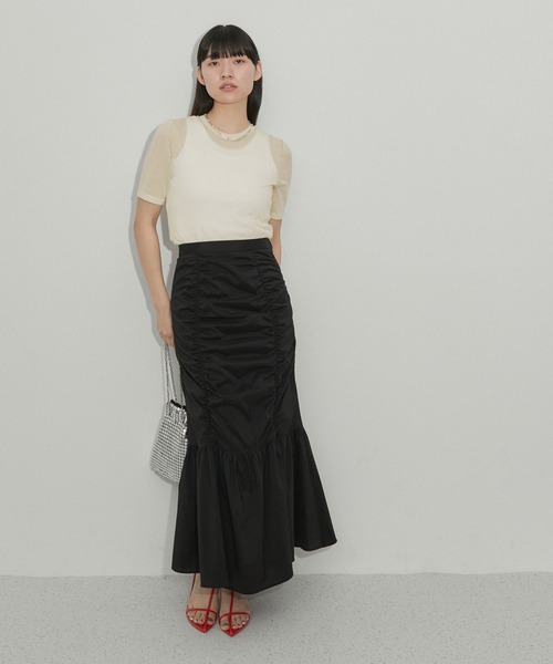 ADAM ET ROPE'（アダムエロペ）の「シアーハイゲージTEE（Tシャツ/カットソー・レディース・サックスブルー/ブラック/ピンク/ホワイト/ミント/キナリ・FREE）」の9枚目の写真