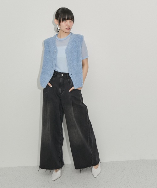 ADAM ET ROPE'（アダムエロペ）の「シアーハイゲージTEE（Tシャツ/カットソー・レディース・サックスブルー/ブラック/ピンク/ホワイト/ミント/キナリ・FREE）」の12枚目の写真