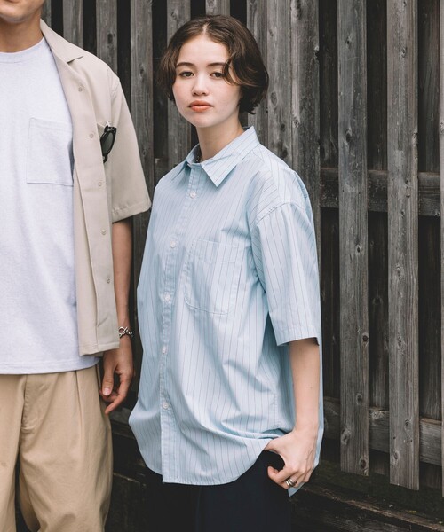 FREAK'S STORE（フリークスストア）の「FREAK’S STORE/フリークスストア カラーストライプ ショートスリーブ レギュラーカラーシャツ/イージーウェア/リラックスフィット（シャツ/ブラウス・メンズ・ブルー/サックスブルー/イエロー/ネイビー・LARGE/MEDIUM）」の2枚目の写真