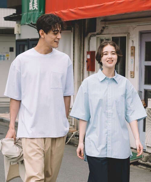 FREAK'S STORE（フリークスストア）の「FREAK’S STORE/フリークスストア カラーストライプ ショートスリーブ レギュラーカラーシャツ/イージーウェア/リラックスフィット（シャツ/ブラウス・メンズ・ブルー/サックスブルー/イエロー/ネイビー・LARGE/MEDIUM）」の6枚目の写真