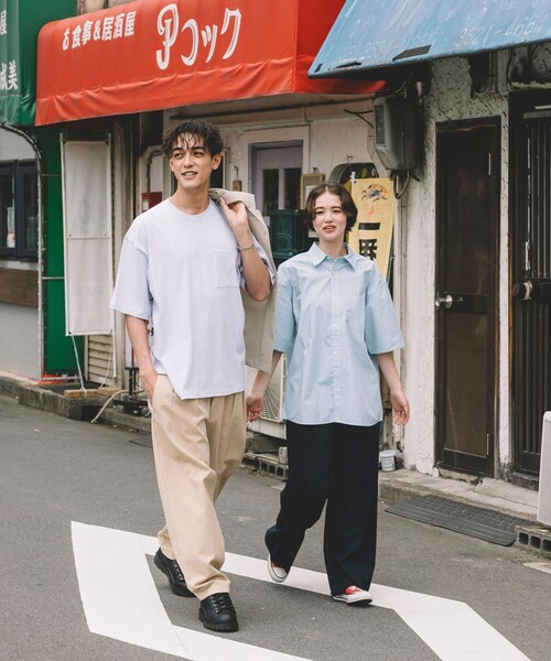 FREAK'S STORE（フリークスストア）の「FREAK’S STORE/フリークスストア カラーストライプ ショートスリーブ レギュラーカラーシャツ/イージーウェア/リラックスフィット（シャツ/ブラウス・メンズ・ブルー/サックスブルー/イエロー/ネイビー・LARGE/MEDIUM）」の7枚目の写真