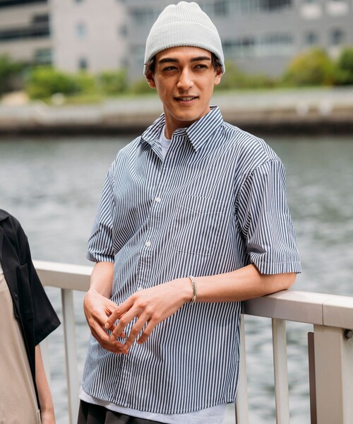 FREAK'S STORE（フリークスストア）の「FREAK’S STORE/フリークスストア カラーストライプ ショートスリーブ レギュラーカラーシャツ/イージーウェア/リラックスフィット（シャツ/ブラウス・メンズ・ブルー/サックスブルー/イエロー/ネイビー・LARGE/MEDIUM）」の14枚目の写真