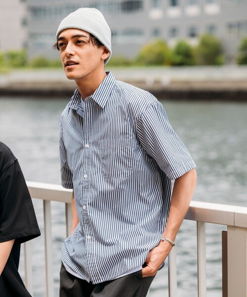 FREAK'S STORE（フリークスストア）の「FREAK’S STORE/フリークスストア カラーストライプ ショートスリーブ レギュラーカラーシャツ/イージーウェア/リラックスフィット（シャツ/ブラウス・メンズ・ブルー/サックスブルー/イエロー/ネイビー・LARGE/MEDIUM）」の15枚目の写真