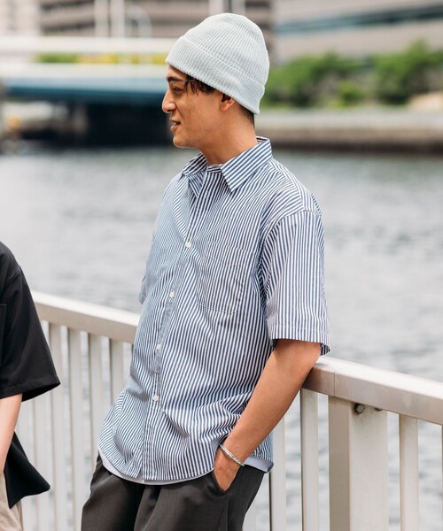 FREAK'S STORE（フリークスストア）の「FREAK’S STORE/フリークスストア カラーストライプ ショートスリーブ レギュラーカラーシャツ/イージーウェア/リラックスフィット（シャツ/ブラウス・メンズ・ブルー/サックスブルー/イエロー/ネイビー・LARGE/MEDIUM）」の16枚目の写真