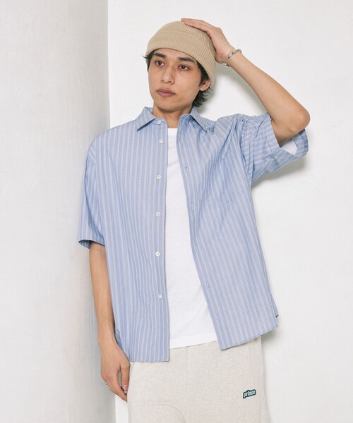 FREAK'S STORE（フリークスストア）の「FREAK’S STORE/フリークスストア カラーストライプ ショートスリーブ レギュラーカラーシャツ/イージーウェア/リラックスフィット（シャツ/ブラウス・メンズ・ブルー/サックスブルー/イエロー/ネイビー・LARGE/MEDIUM）」の17枚目の写真