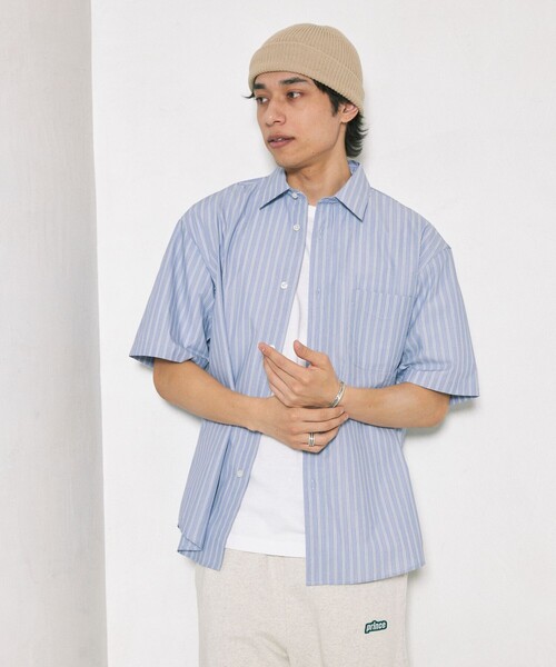 FREAK'S STORE（フリークスストア）の「FREAK’S STORE/フリークスストア カラーストライプ ショートスリーブ レギュラーカラーシャツ/イージーウェア/リラックスフィット（シャツ/ブラウス・メンズ・ブルー/サックスブルー/イエロー/ネイビー・LARGE/MEDIUM）」の19枚目の写真