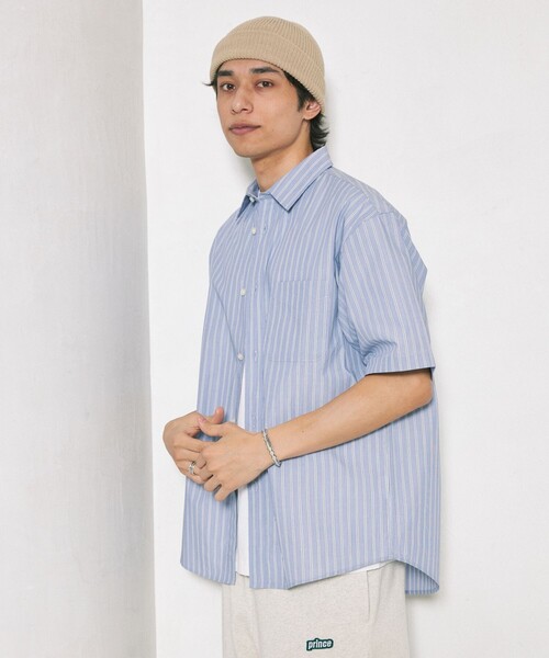 FREAK'S STORE（フリークスストア）の「FREAK’S STORE/フリークスストア カラーストライプ ショートスリーブ レギュラーカラーシャツ/イージーウェア/リラックスフィット（シャツ/ブラウス・メンズ・ブルー/サックスブルー/イエロー/ネイビー・LARGE/MEDIUM）」の20枚目の写真