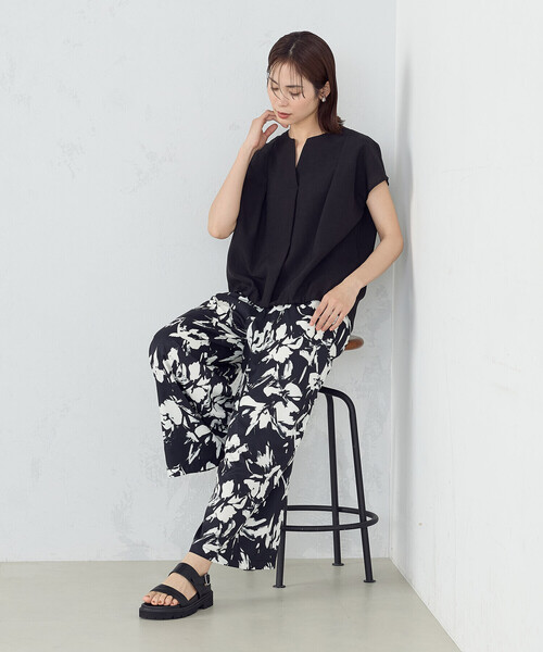 COMME CA ISM（コムサイズム）の「速乾 フレンチスリーブ ブラウス（シャツ/ブラウス・レディース・ベージュ/ミント/ブラック・MEDIUM/LARGE）」の4枚目の写真