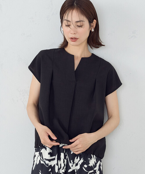 COMME CA ISM（コムサイズム）の「速乾 フレンチスリーブ ブラウス（シャツ/ブラウス・レディース・ベージュ/ミント/ブラック・MEDIUM/LARGE）」の7枚目の写真