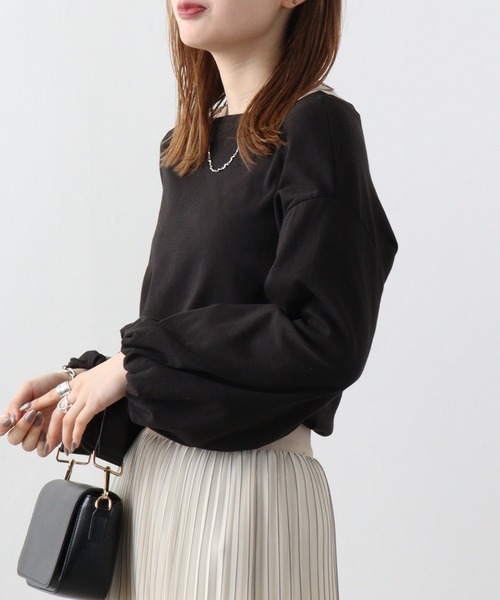 atONE(アットワン)の「atONE ロングパフスリーブカットソー(Tシャツ/カットソー・レディース・チャコールグレー/ブラック/オフホワイト・LL~3L/4L~5L/M-L)」の8枚目の写真