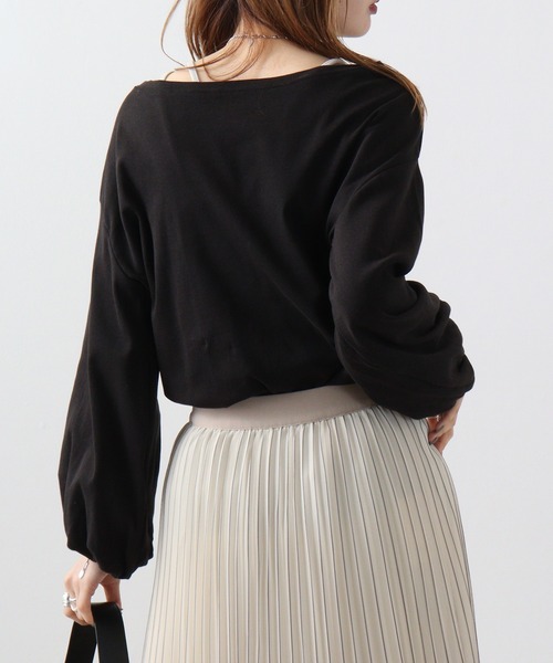 atONE(アットワン)の「atONE ロングパフスリーブカットソー(Tシャツ/カットソー・レディース・チャコールグレー/ブラック/オフホワイト・LL~3L/4L~5L/M-L)」の9枚目の写真