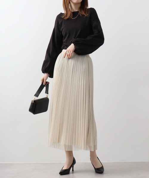 atONE(アットワン)の「atONE ロングパフスリーブカットソー(Tシャツ/カットソー・レディース・チャコールグレー/ブラック/オフホワイト・LL~3L/4L~5L/M-L)」の11枚目の写真