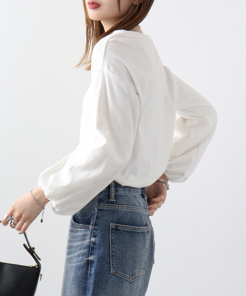 atONE(アットワン)の「atONE ロングパフスリーブカットソー(Tシャツ/カットソー・レディース・チャコールグレー/ブラック/オフホワイト・LL~3L/4L~5L/M-L)」の15枚目の写真