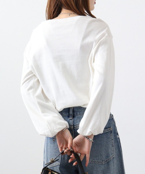 atONE(アットワン)の「atONE ロングパフスリーブカットソー(Tシャツ/カットソー・レディース・チャコールグレー/ブラック/オフホワイト・LL~3L/4L~5L/M-L)」の16枚目の写真