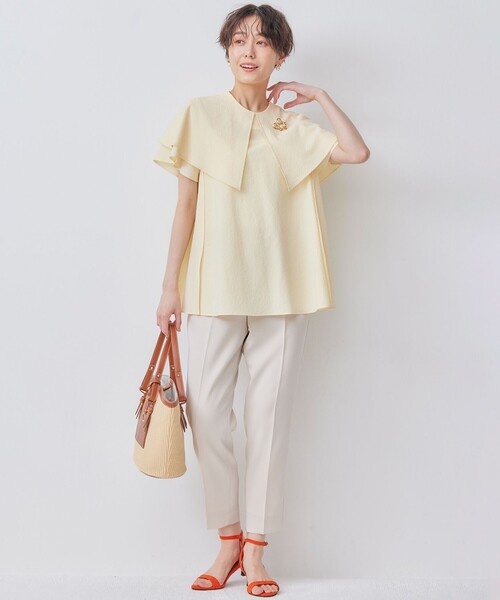 組曲（クミキョク）の「サッカーストレッチ 襟付きブラウス（シャツ/ブラウス・レディース・サックスブルー系/ブラック系/イエロー系/アイボリー系・3/2）」の22枚目の写真