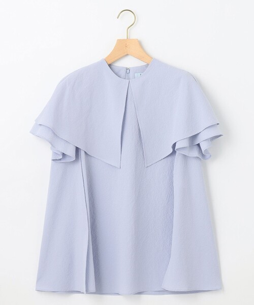 組曲（クミキョク）の「サッカーストレッチ 襟付きブラウス（シャツ/ブラウス・レディース・サックスブルー系/ブラック系/イエロー系/アイボリー系・3/2）」の5枚目の写真