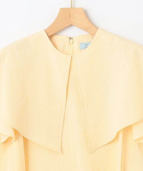 組曲（クミキョク）の「サッカーストレッチ 襟付きブラウス（シャツ/ブラウス・レディース・サックスブルー系/ブラック系/イエロー系/アイボリー系・3/2）」の7枚目の写真