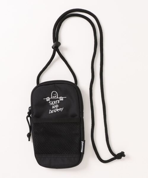 THRASHER（スラッシャー）の「GONZ SmartPhone Pouch/スラッシャー縦型ゴンズワンポイントアイコンミニショルダーポーチ（ポーチ・メンズ・ブラック×ホワイト・FREE）」の14枚目の写真