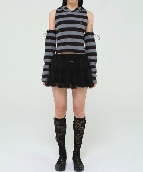 UGLY SHADOW(アグリーシャドウ)の「【Uglyshadow】MESH FRILL CANCAN SKIRT(スカート・レディース・サーモンピンク/ブラック/ブラウン・ONE SIZE)」の11枚目の写真