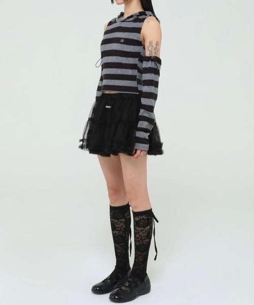 UGLY SHADOW(アグリーシャドウ)の「【Uglyshadow】MESH FRILL CANCAN SKIRT(スカート・レディース・サーモンピンク/ブラック/ブラウン・ONE SIZE)」の12枚目の写真