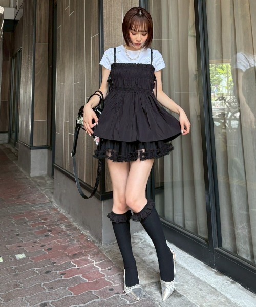 UGLY SHADOW(アグリーシャドウ)の「【Uglyshadow】MESH FRILL CANCAN SKIRT(スカート・レディース・サーモンピンク/ブラック/ブラウン・ONE SIZE)」の7枚目の写真