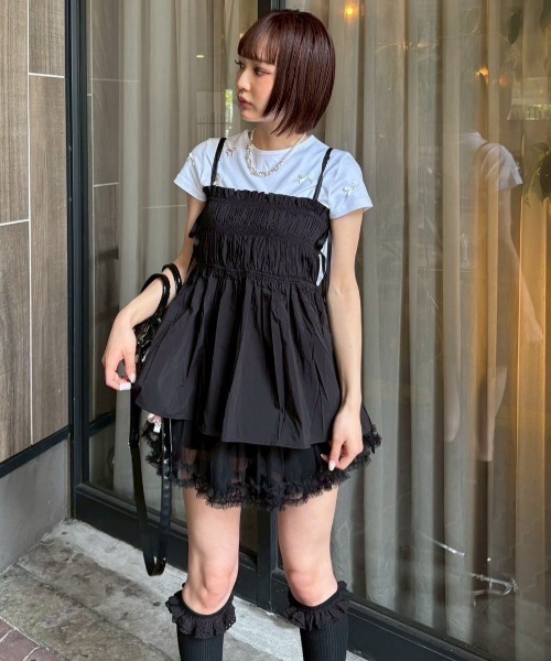 UGLY SHADOW(アグリーシャドウ)の「【Uglyshadow】MESH FRILL CANCAN SKIRT(スカート・レディース・サーモンピンク/ブラック/ブラウン・ONE SIZE)」の8枚目の写真