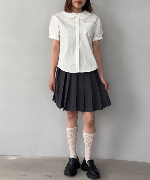 パメオポーズ★新作 パフスリーブ ブラウス★新品 レース切替パフスリーブブラウス | LVEU.（ラブユ.）