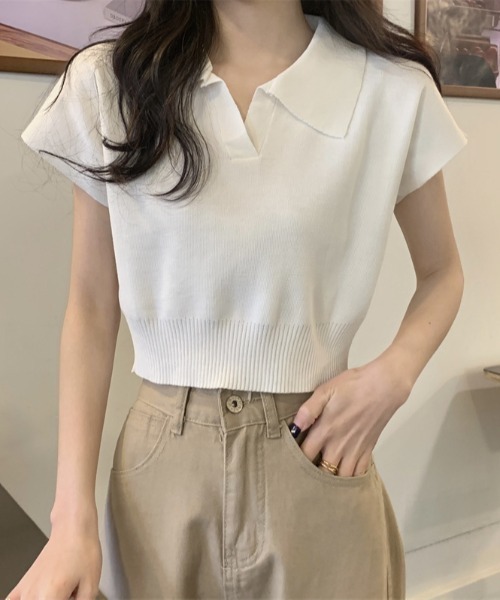 NANEA(ナネア)の「ショートスリーブスキッパーニットトップス(ニット/セーター・レディース・ベージュ/ホワイト/アイボリー/ブラック・フリー)」の5枚目の写真