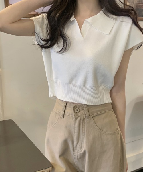 NANEA(ナネア)の「ショートスリーブスキッパーニットトップス(ニット/セーター・レディース・ベージュ/ホワイト/アイボリー/ブラック・フリー)」の6枚目の写真