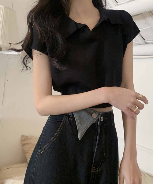NANEA(ナネア)の「ショートスリーブスキッパーニットトップス(ニット/セーター・レディース・ベージュ/ホワイト/アイボリー/ブラック・フリー)」の20枚目の写真