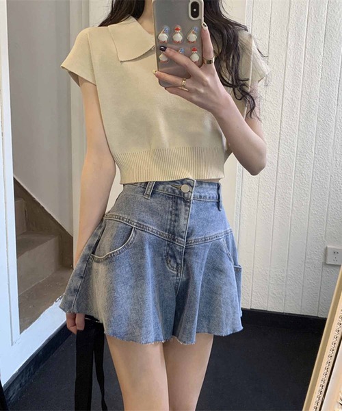 NANEA(ナネア)の「ショートスリーブスキッパーニットトップス(ニット/セーター・レディース・ベージュ/ホワイト/アイボリー/ブラック・フリー)」の13枚目の写真