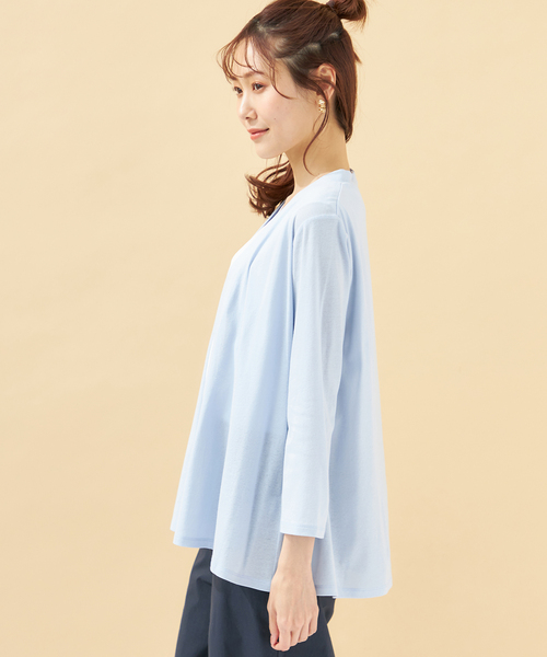 DECOY SINCE 1981(デコイシンスイチキュウハチイチ)の「【接触冷感・UVカット】オーガニックコットン着流しカーディガン(カーディガン/ボレロ・レディース・ネイビー/グレー/サックスブルー・LL/M/L/3L)」の5枚目の写真