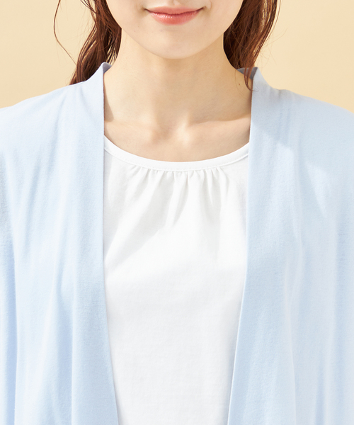 DECOY SINCE 1981(デコイシンスイチキュウハチイチ)の「【接触冷感・UVカット】オーガニックコットン着流しカーディガン(カーディガン/ボレロ・レディース・ネイビー/グレー/サックスブルー・LL/M/L/3L)」の7枚目の写真