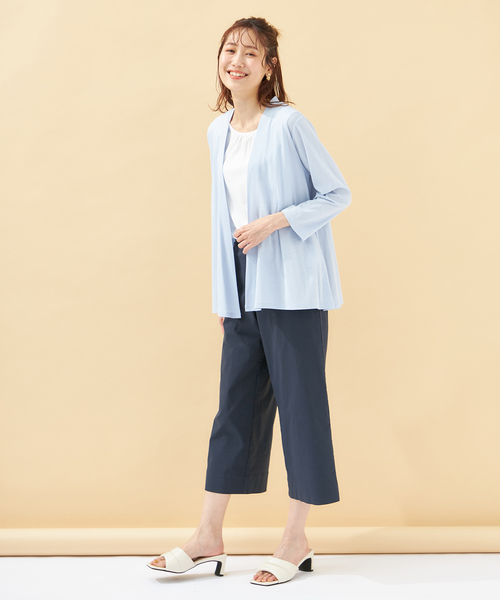 DECOY SINCE 1981(デコイシンスイチキュウハチイチ)の「【接触冷感・UVカット】オーガニックコットン着流しカーディガン(カーディガン/ボレロ・レディース・ネイビー/グレー/サックスブルー・LL/M/L/3L)」の10枚目の写真