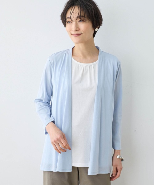 DECOY SINCE 1981(デコイシンスイチキュウハチイチ)の「【接触冷感・UVカット】オーガニックコットン着流しカーディガン(カーディガン/ボレロ・レディース・ネイビー/グレー/サックスブルー・LL/M/L/3L)」の3枚目の写真