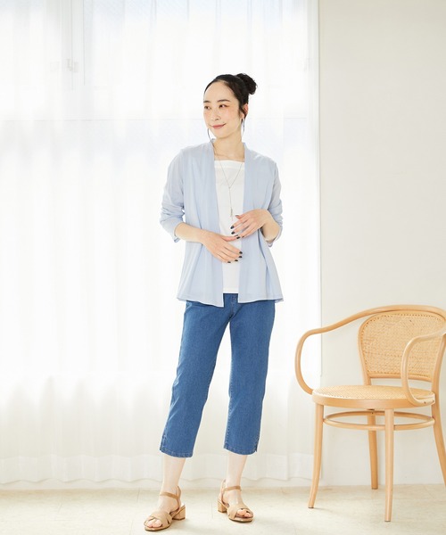 DECOY SINCE 1981(デコイシンスイチキュウハチイチ)の「【接触冷感・UVカット】オーガニックコットン着流しカーディガン(カーディガン/ボレロ・レディース・ネイビー/グレー/サックスブルー・LL/M/L/3L)」の11枚目の写真
