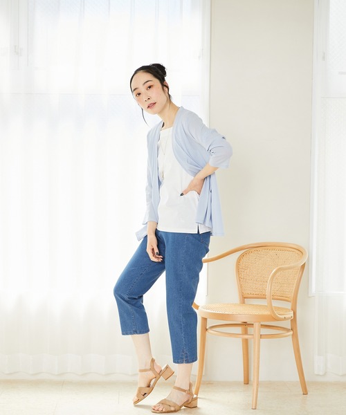 DECOY SINCE 1981(デコイシンスイチキュウハチイチ)の「【接触冷感・UVカット】オーガニックコットン着流しカーディガン(カーディガン/ボレロ・レディース・ネイビー/グレー/サックスブルー・LL/M/L/3L)」の12枚目の写真