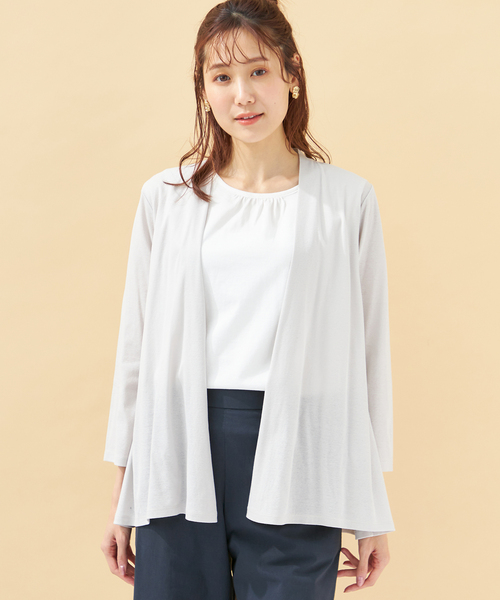 DECOY SINCE 1981(デコイシンスイチキュウハチイチ)の「【接触冷感・UVカット】オーガニックコットン着流しカーディガン(カーディガン/ボレロ・レディース・ネイビー/グレー/サックスブルー・LL/M/L/3L)」の20枚目の写真