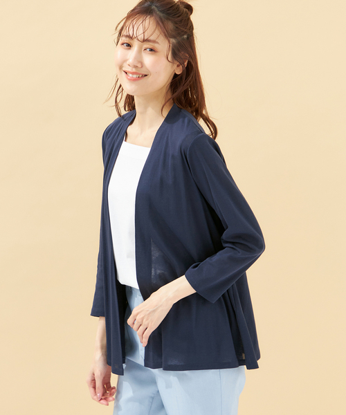 DECOY SINCE 1981(デコイシンスイチキュウハチイチ)の「【接触冷感・UVカット】オーガニックコットン着流しカーディガン(カーディガン/ボレロ・レディース・ネイビー/グレー/サックスブルー・LL/M/L/3L)」の21枚目の写真