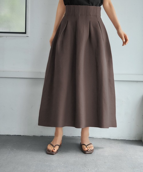 STYLE DELI(スタイルデリ)の「スポンディッシュボリュームタックスカート(スカート・レディース・ブラウン系その他/ブラック・MEDIUM/SMALL)」の2枚目の写真