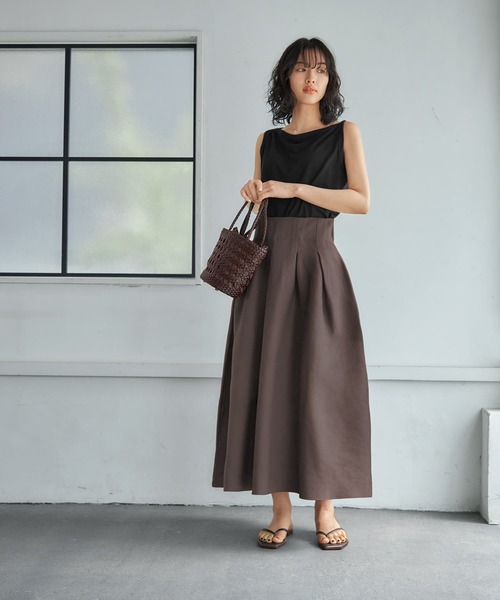 STYLE DELI(スタイルデリ)の「スポンディッシュボリュームタックスカート(スカート・レディース・ブラウン系その他/ブラック・MEDIUM/SMALL)」の6枚目の写真
