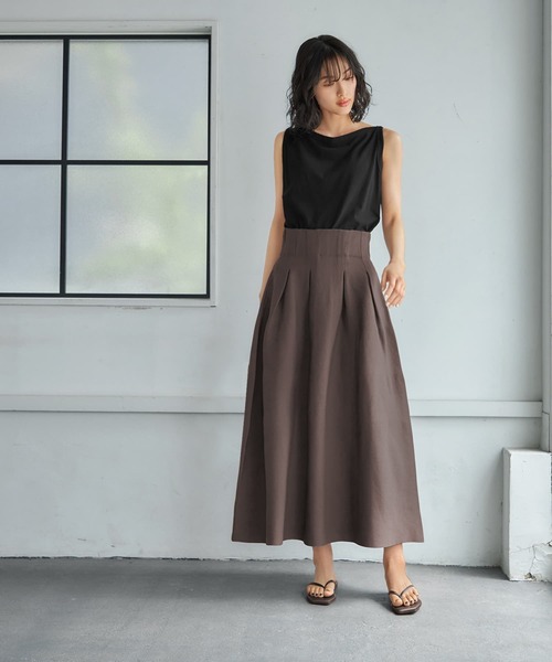 STYLE DELI(スタイルデリ)の「スポンディッシュボリュームタックスカート(スカート・レディース・ブラウン系その他/ブラック・MEDIUM/SMALL)」の14枚目の写真