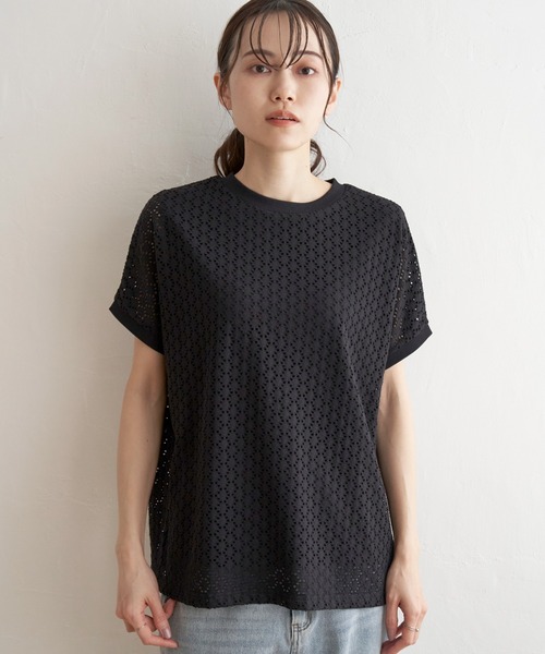 ikka(イッカ)の「アイレットレースプルオーバー(Tシャツ/カットソー・レディース・ブラック/オフホワイト/ブルー/モカ・S/M/L)」の13枚目の写真