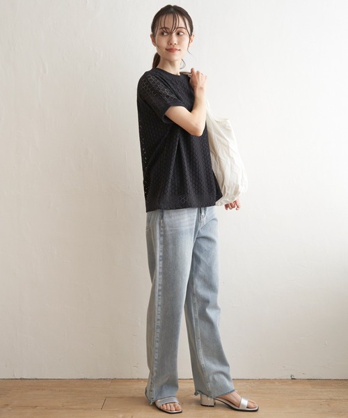 ikka(イッカ)の「アイレットレースプルオーバー(Tシャツ/カットソー・レディース・ブラック/オフホワイト/ブルー/モカ・S/M/L)」の8枚目の写真