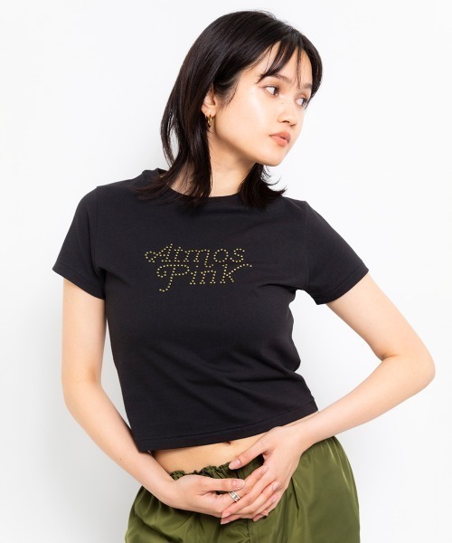 atmos pink(アトモスピンク)の「atmos pink Studs Logo T-shirt / アトモス ピンク スタッズ ロゴ ティーシャツ(Tシャツ/カットソー・レディース・ホワイト/ブラック・S/M)」の10枚目の写真
