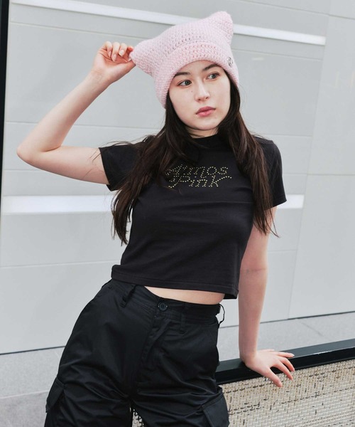 セール】atmos pink Studs Logo T-shirt / アトモス ピンク