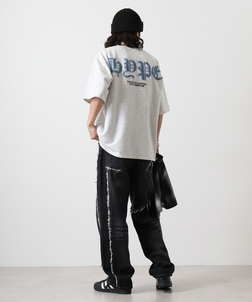 RE730(アールイーセブンサーティー)の「Switchable wide baggy pants / 切替ワイドバギーパンツ(デニムパンツ・メンズ・ブラック/ブラック系1・M/L/XL)」の7枚目の写真