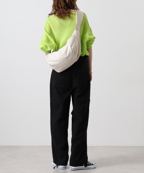 RE730(アールイーセブンサーティー)の「Switchable wide baggy pants / 切替ワイドバギーパンツ(デニムパンツ・メンズ・ブラック/ブラック系1・M/L/XL)」の19枚目の写真
